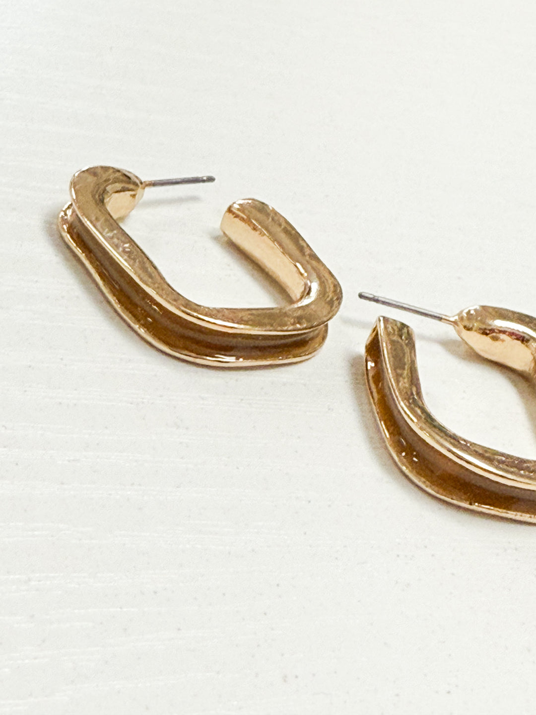 Madie - Brown Enamel Square Hoops