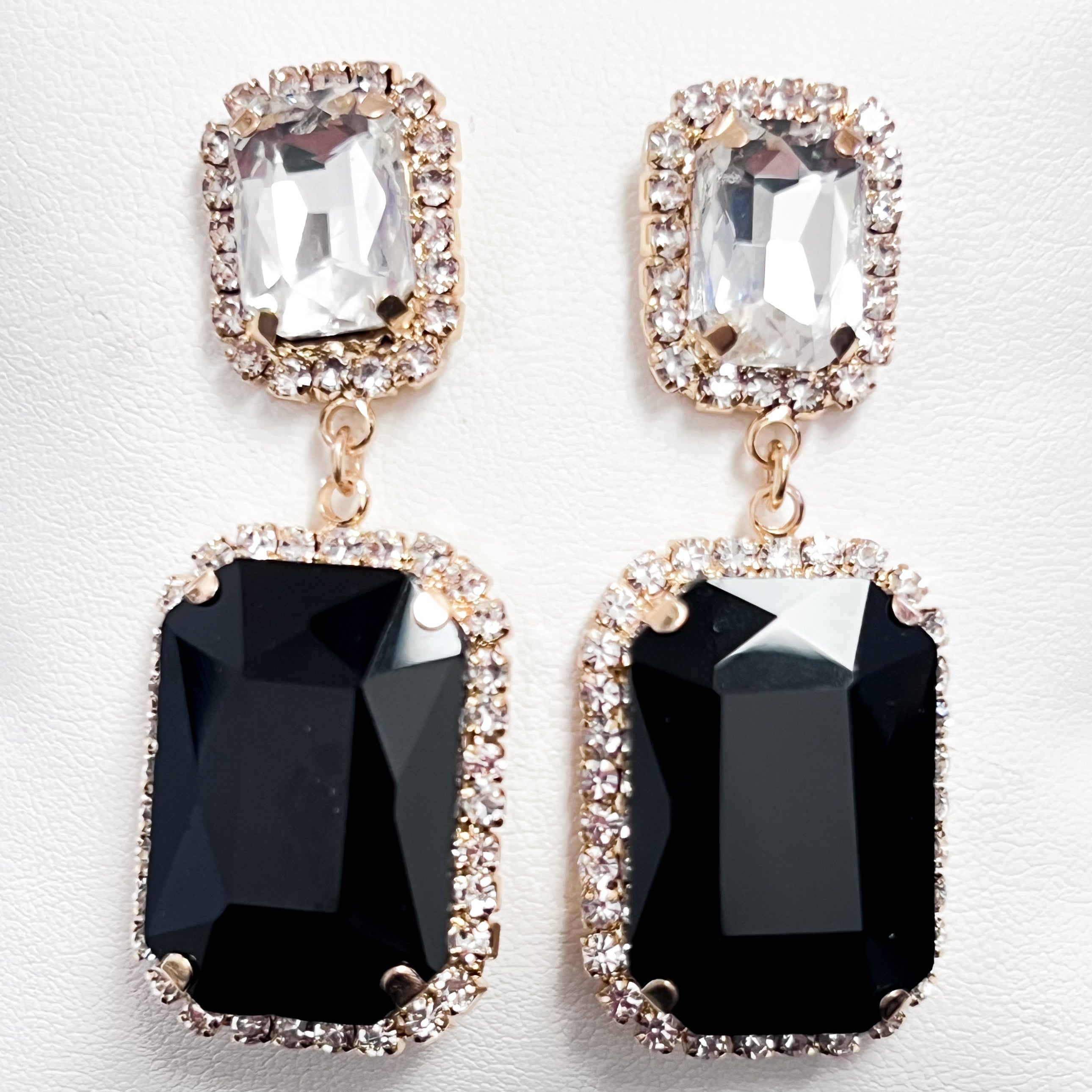 Destiny - Rhinestone Statement Earrings (Black)