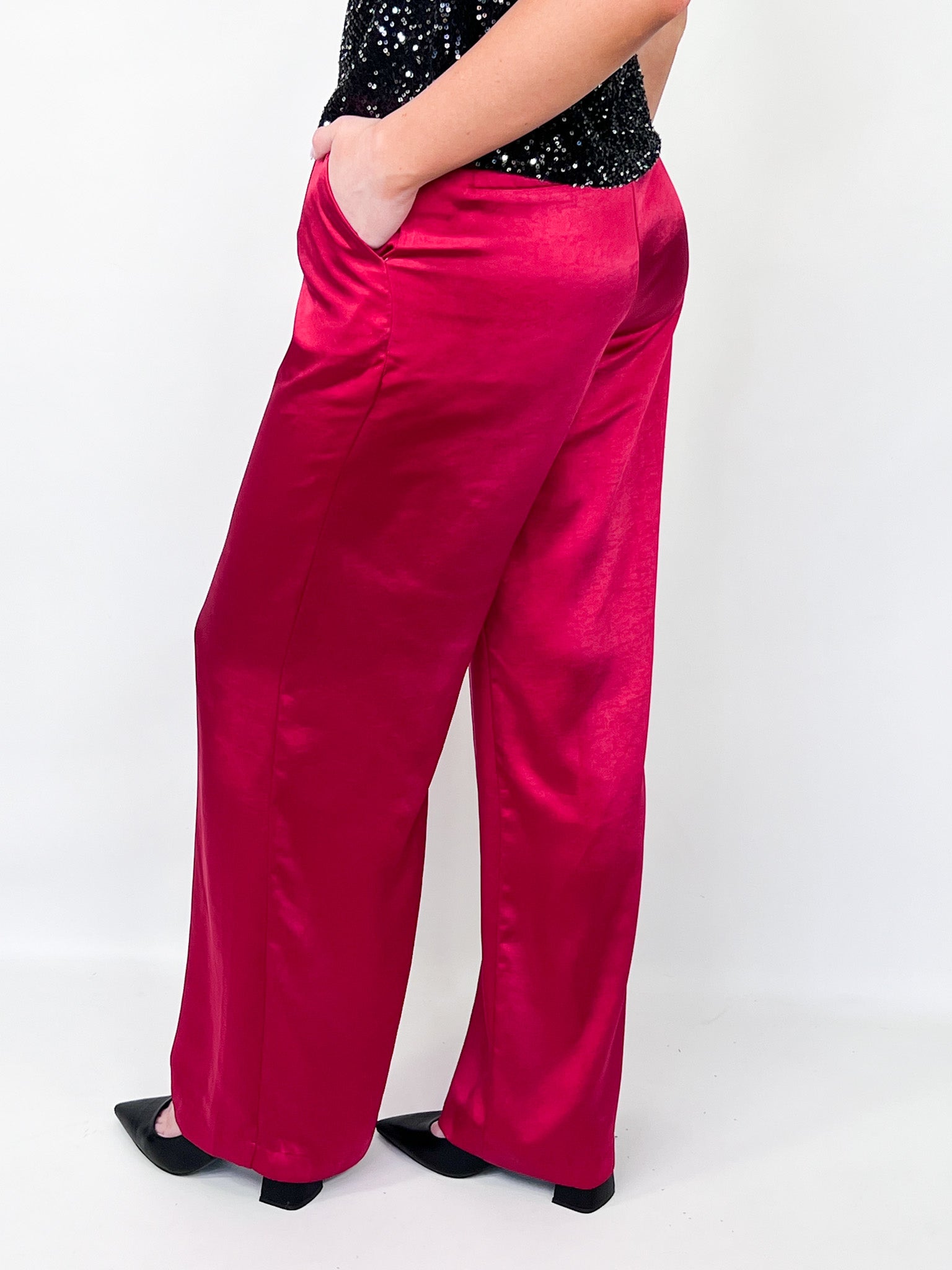 Valerie - Red Satin Pants