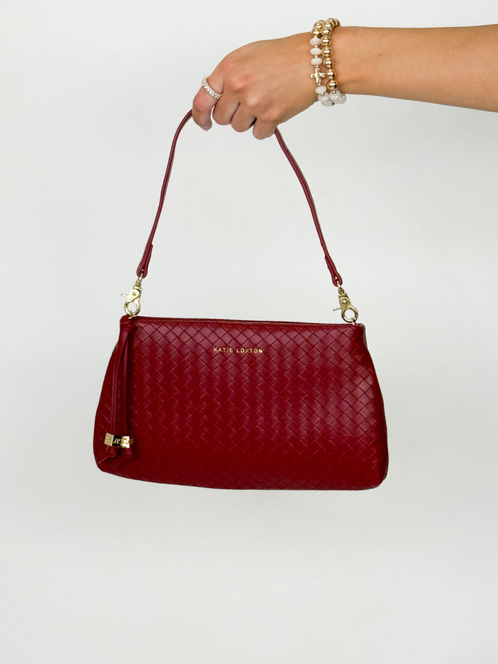 Katie Loxton - Nova Woven Small Shoulder Bag (Crimson)