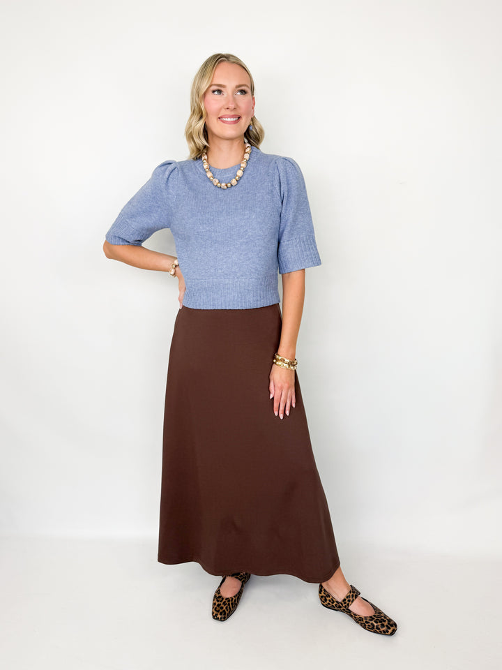 Cora - Puff Sleeve Sweater (Dusty Blue)