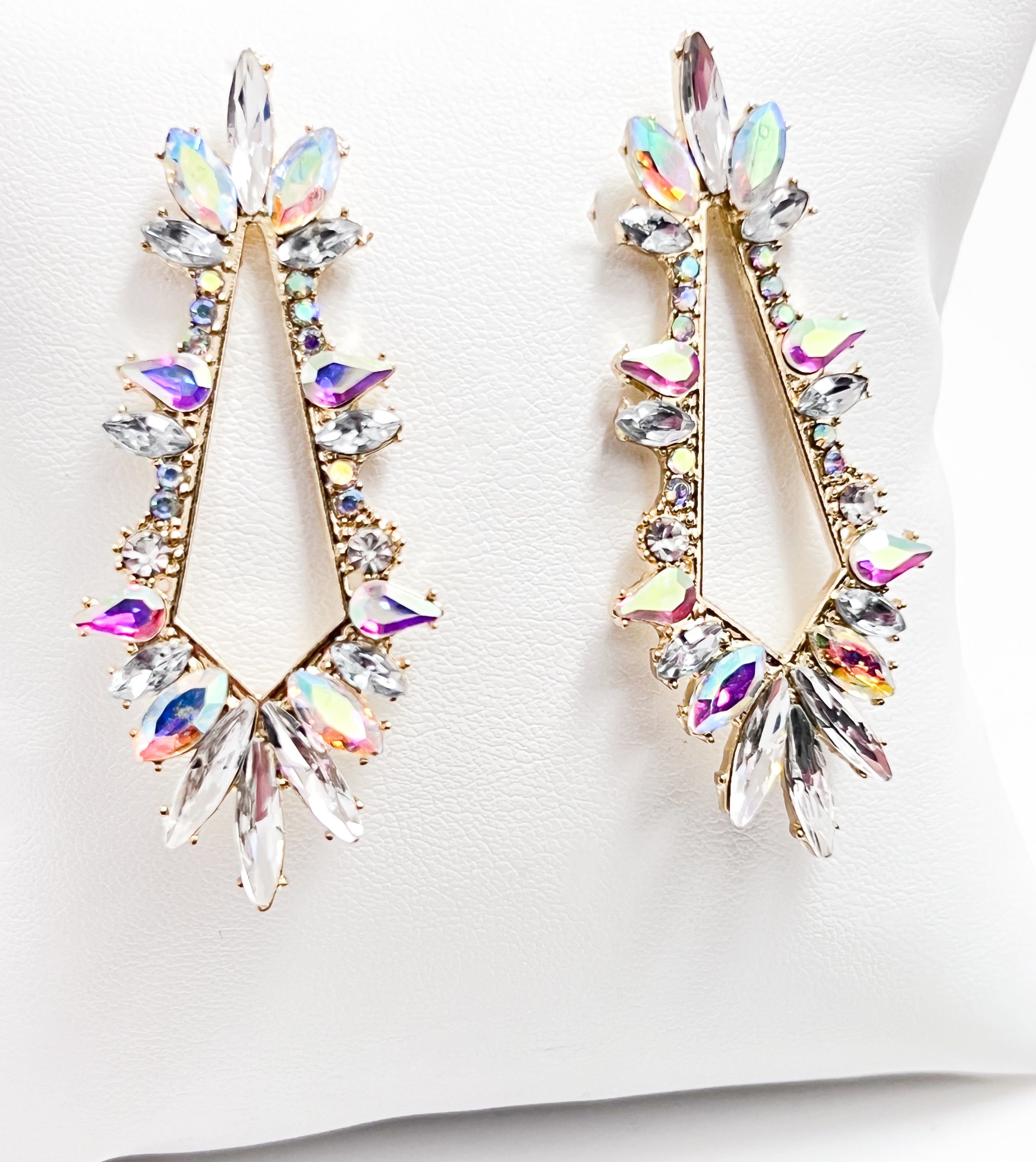 Stormi - Iridescent Rhinestone Statement Earrings