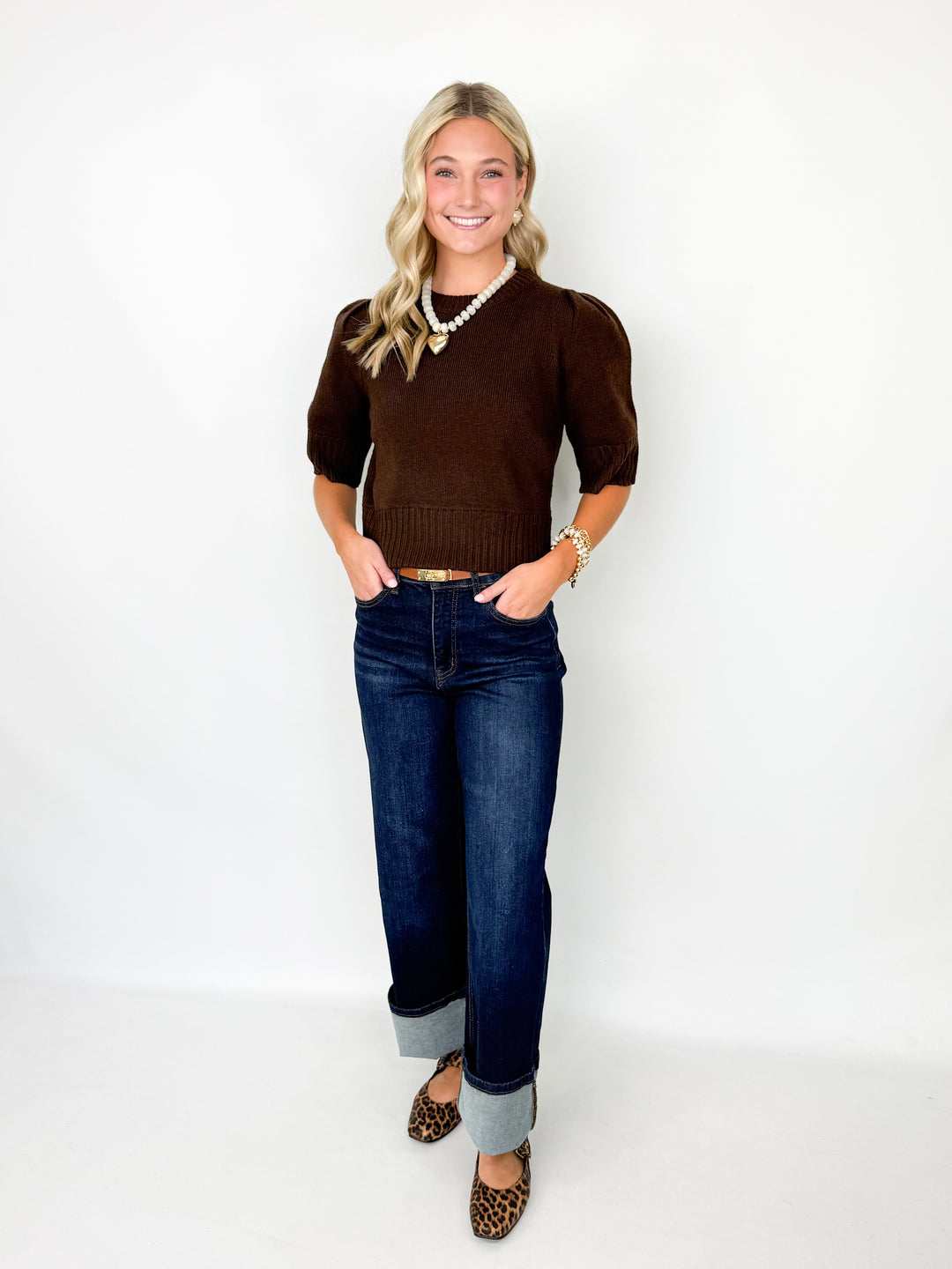 Cora - Puff Sleeve Sweater (Brown)