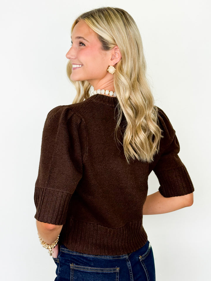 Cora - Puff Sleeve Sweater (Brown)