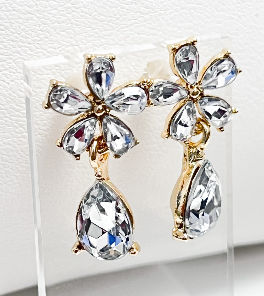 Alora - Flower Rhinestone Earrings