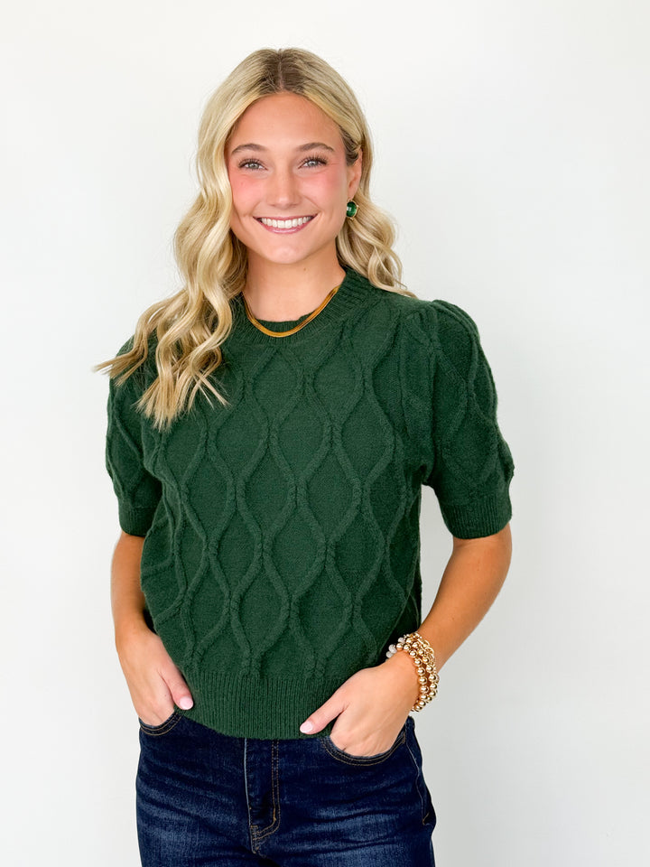 Dorothy - Short Sleeve Knit Top (Green)