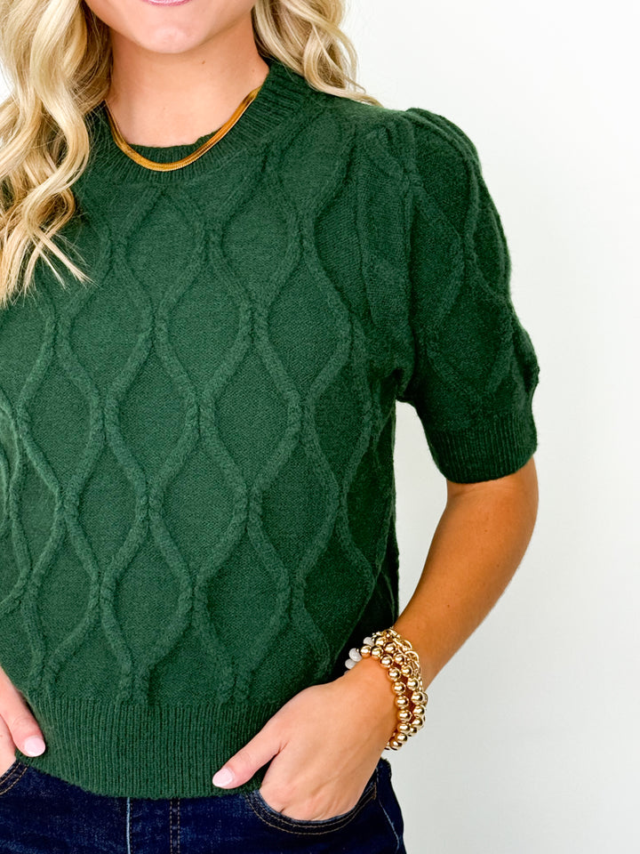 Dorothy - Short Sleeve Knit Top (Green)