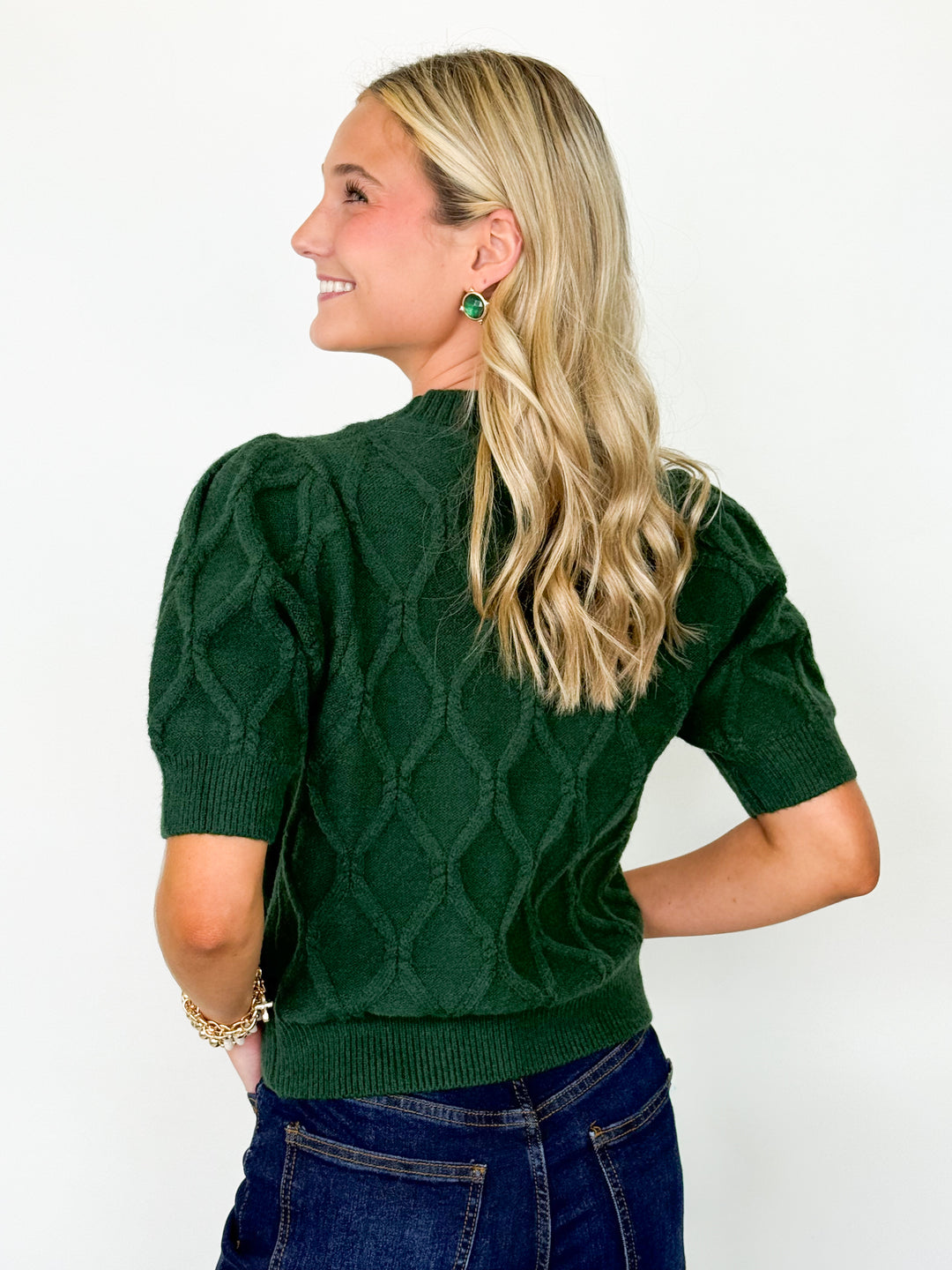 Dorothy - Short Sleeve Knit Top (Green)