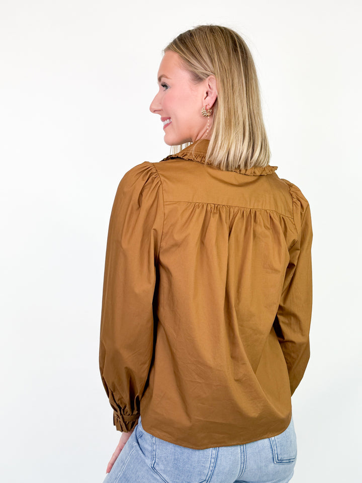 Willow - Ruffled Collared Shirt (Toffee)