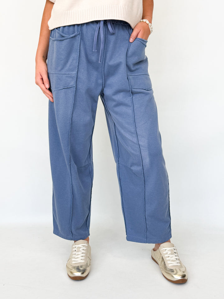 Zaria - Washed Barrel Sweatpants (Blue)