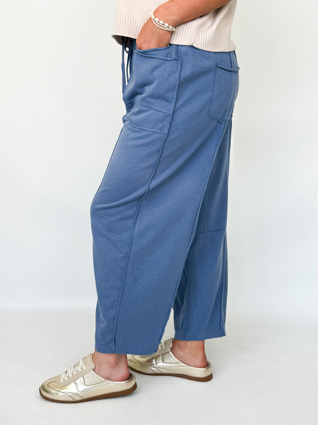 Zaria - Washed Barrel Sweatpants (Blue)