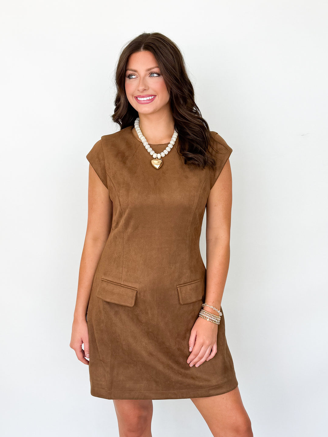 Emersyn - Brown Suede Mini Dress w/ Pockets