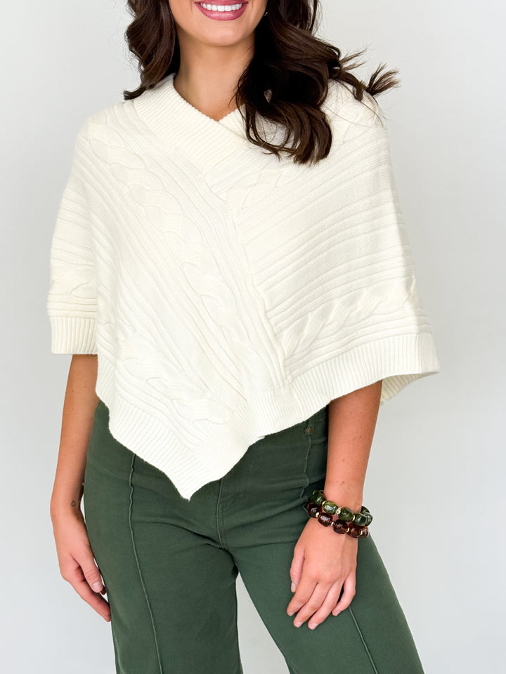 Brinley - Knit Pancho (Cream)