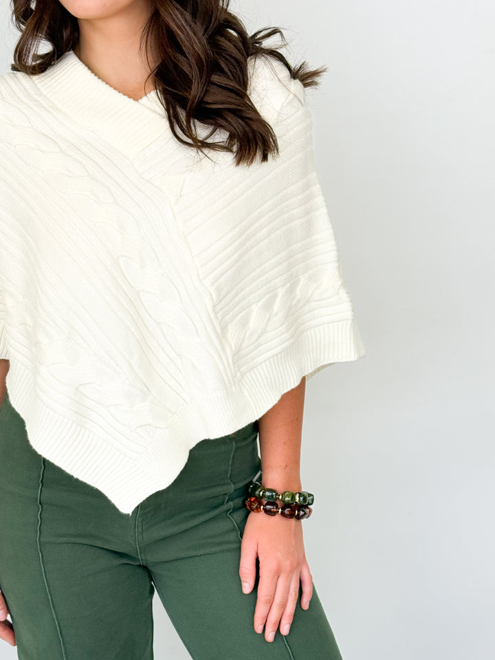 Brinley - Knit Pancho (Cream)