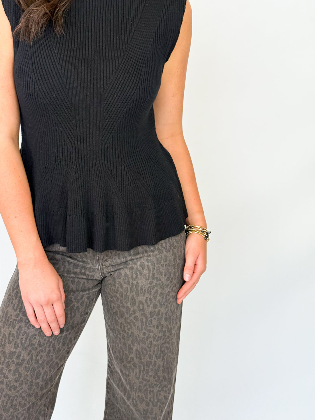 Harley - Black Knit Peplum Top