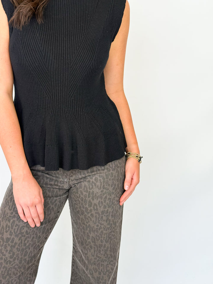 Harley - Black Knit Peplum Top