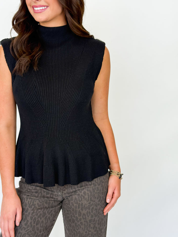 Harley - Black Knit Peplum Top