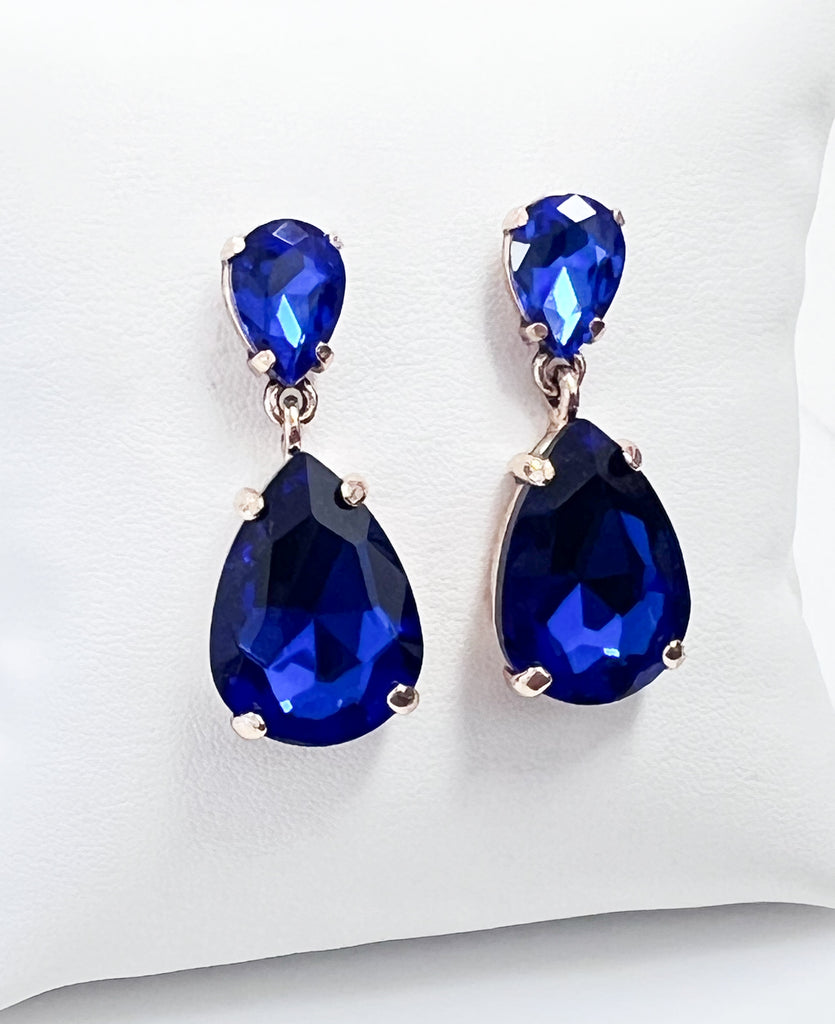 Mariah - Rhinestone Drop Earrings (Royal Blue)
