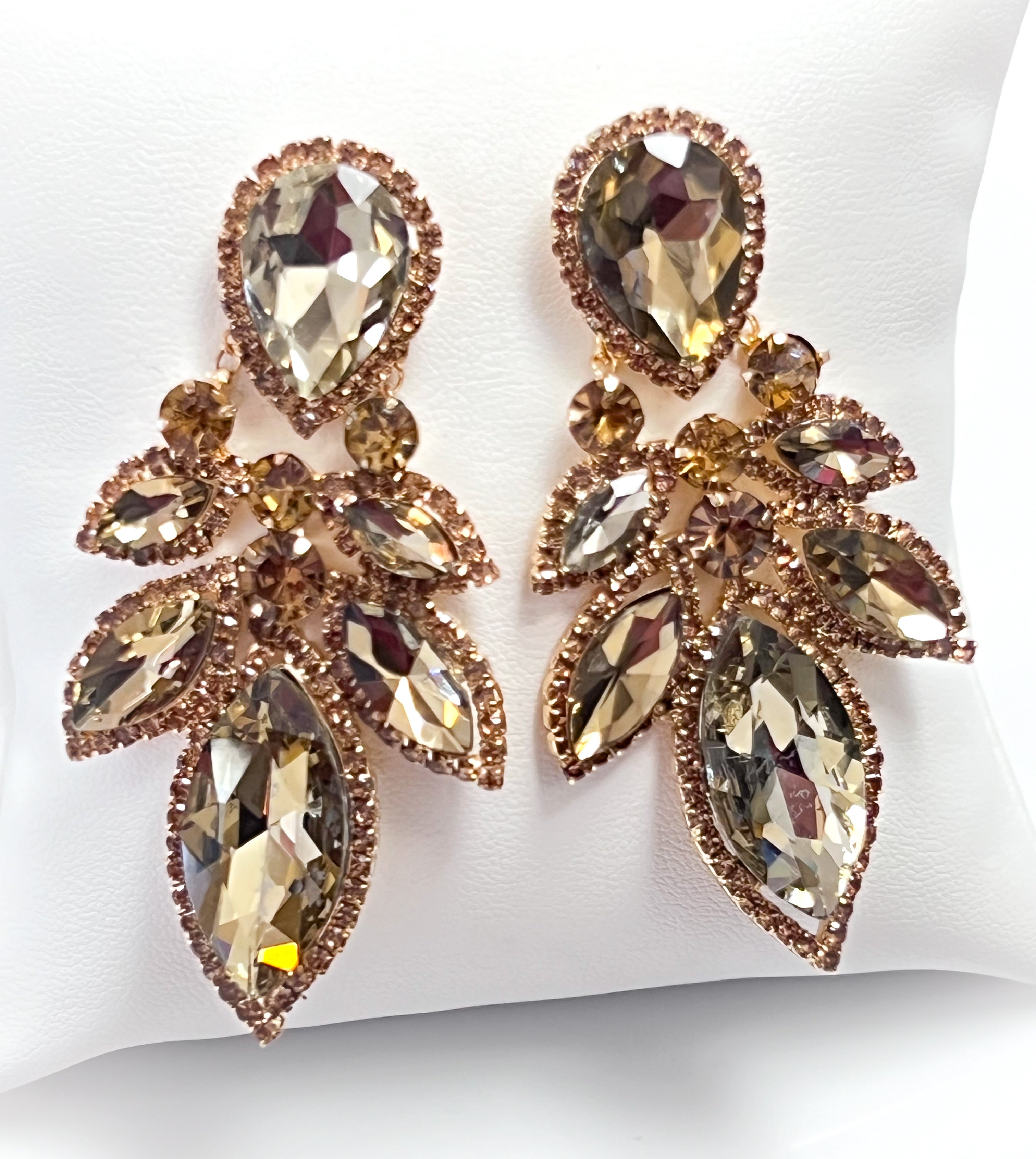 Sally - Rhinestone Statement Earrings (Topaz)