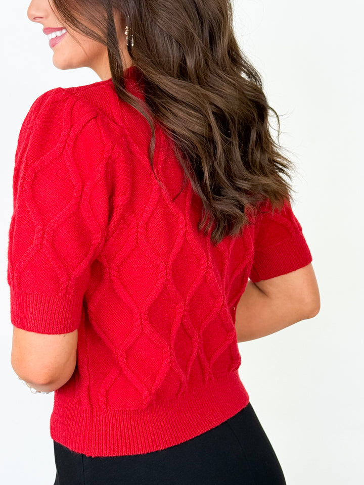 Dorothy - Short Sleeve Knit Top (Red)
