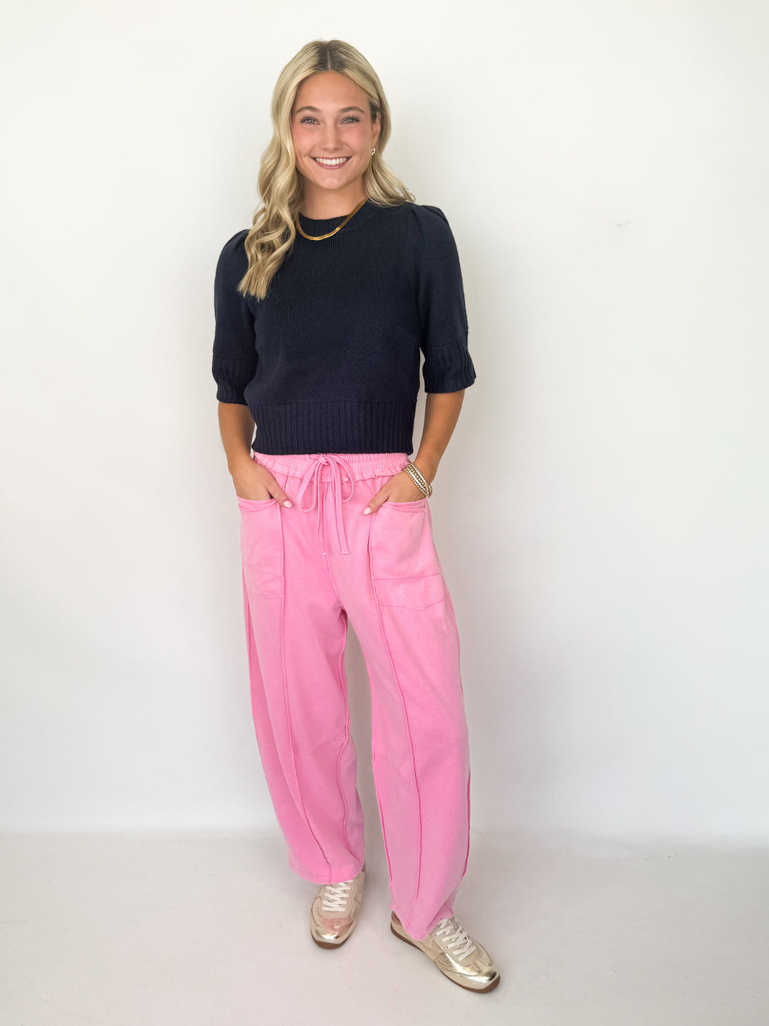 Zaria - Washed Barrel Sweatpants (Pink)