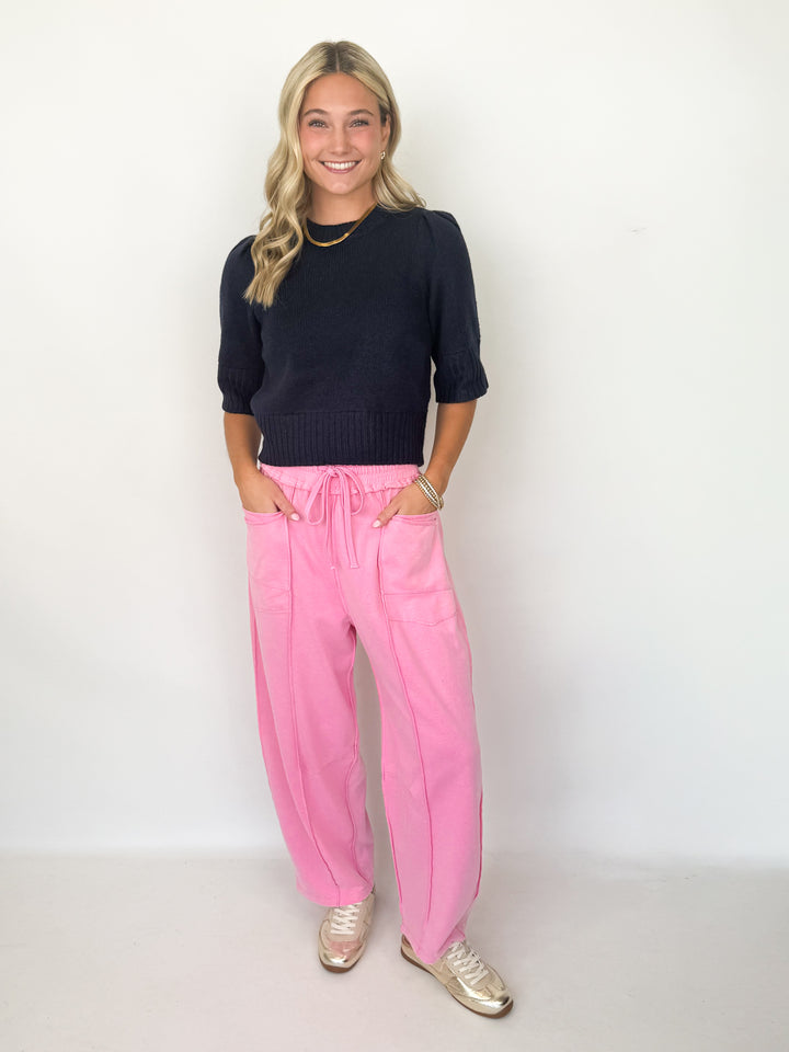 Zaria - Washed Barrel Sweatpants (Pink)