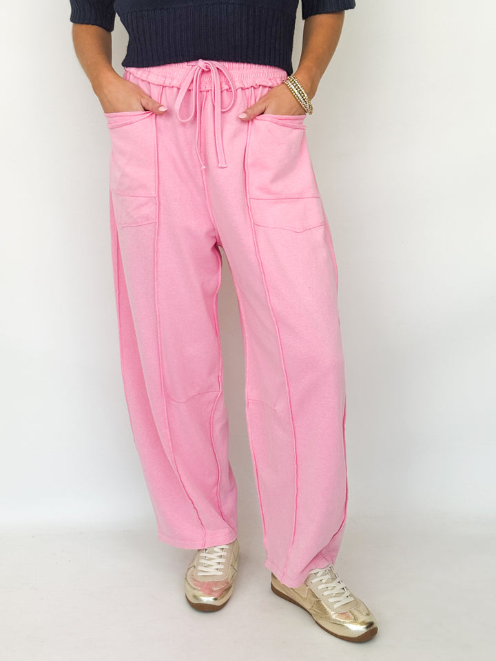Zaria - Washed Barrel Sweatpants (Pink)