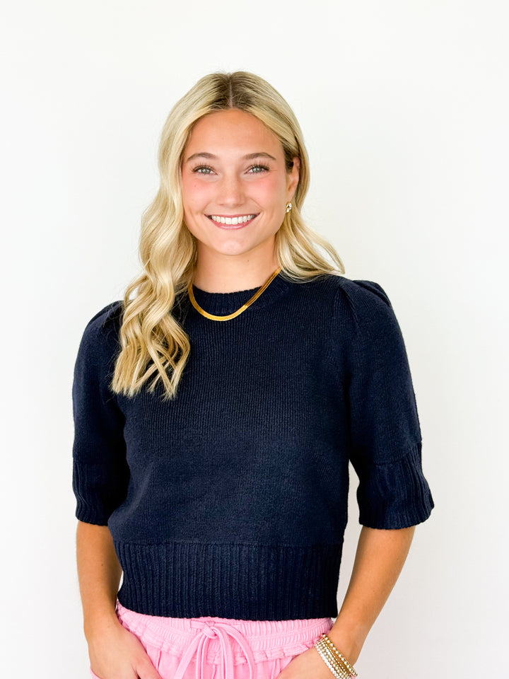 Cora - Puff Sleeve Sweater (Navy)