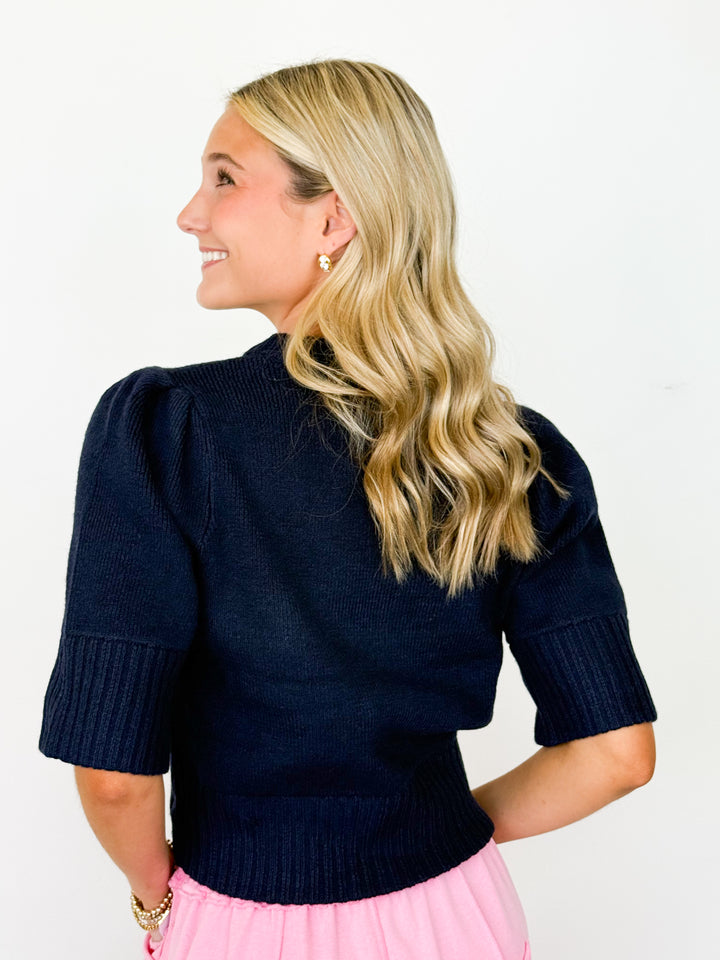 Cora - Puff Sleeve Sweater (Navy)
