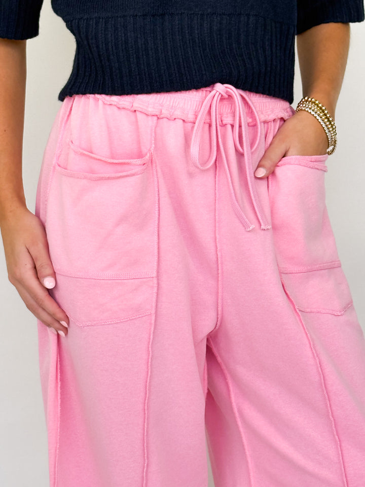 Zaria - Washed Barrel Sweatpants (Pink)