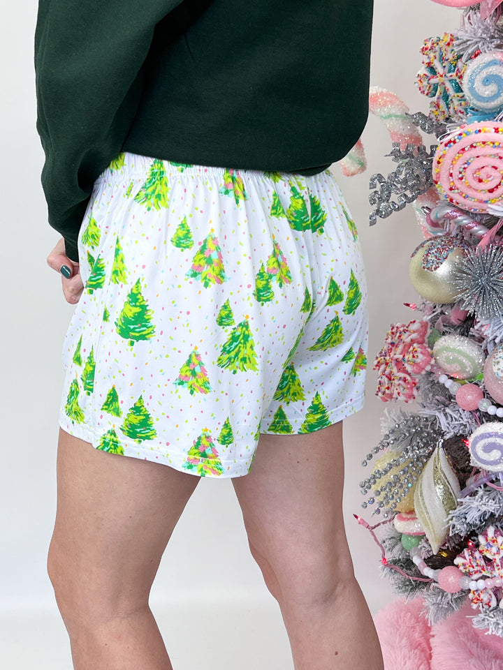 Whimsical Christmas Tree Pajamas Shorts
