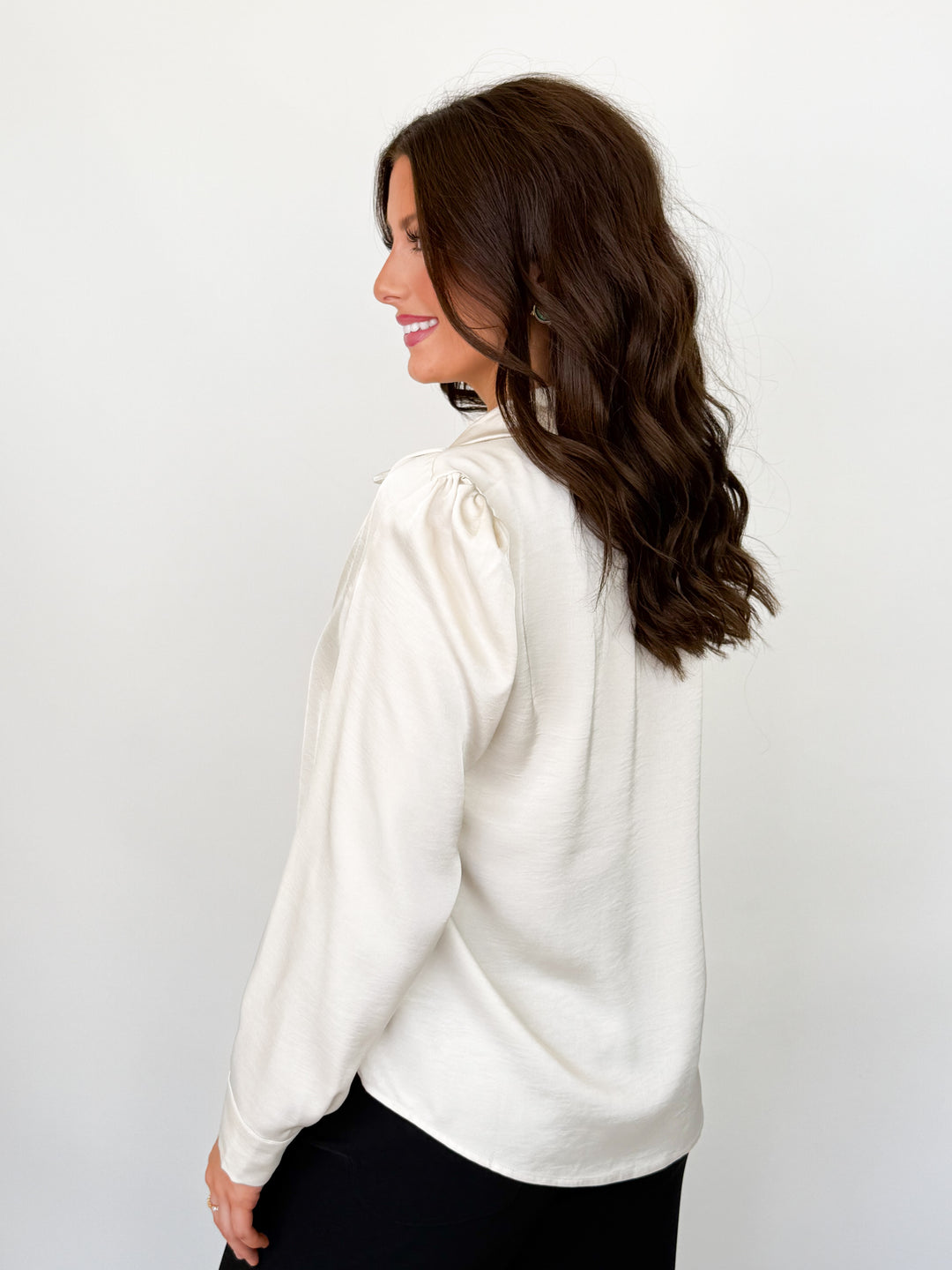 Margaux - Silk Button Down Blouse (Cream)