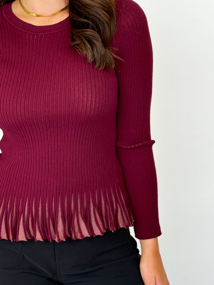Chelsea - Maroon Long Sleeve Top