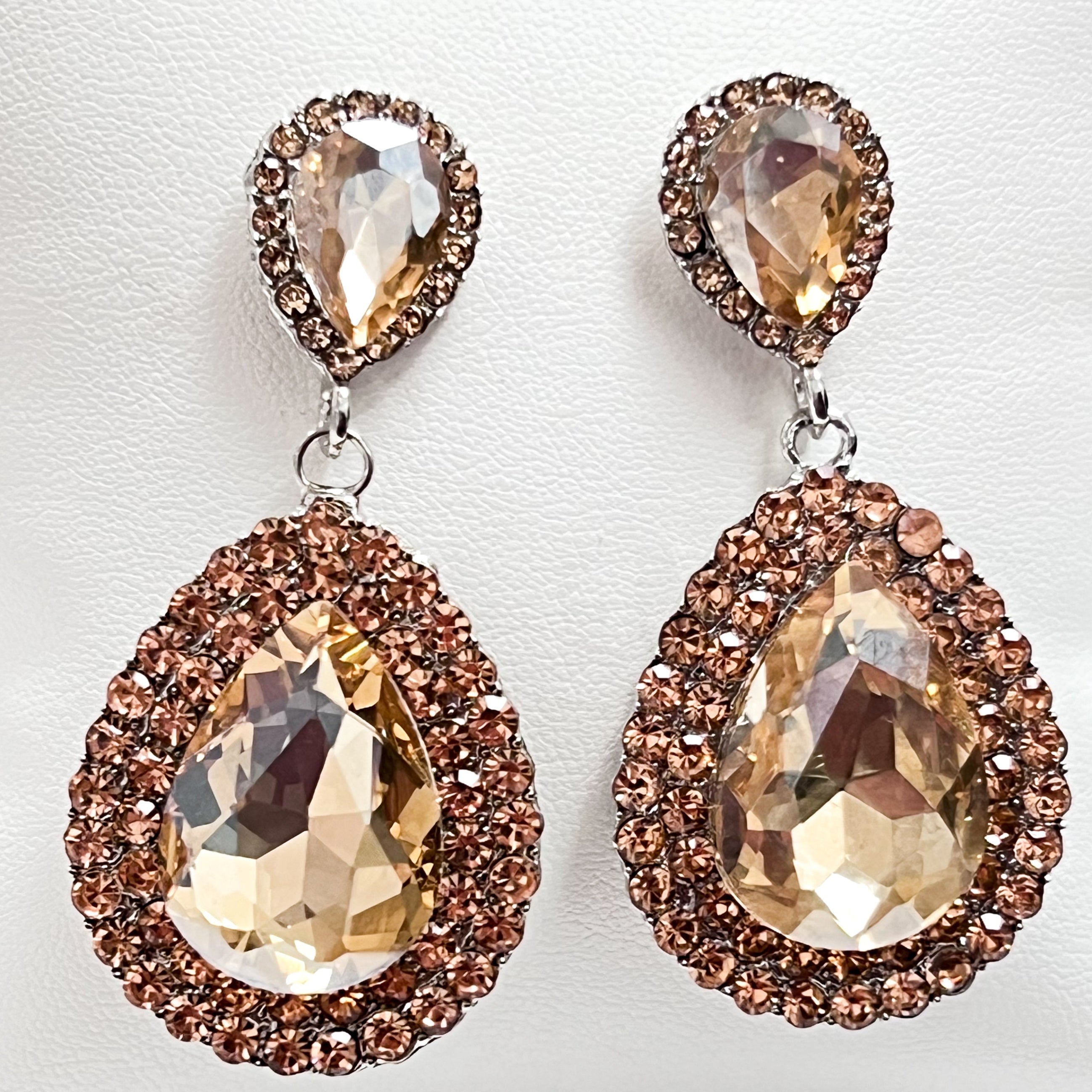 Pressley - Rhinestone Statement Earrings (Topaz)