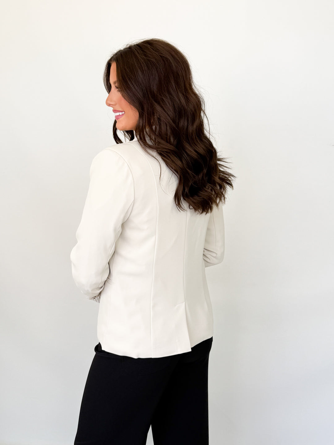 Rosalie - Striped Lined Blazer (Beige)