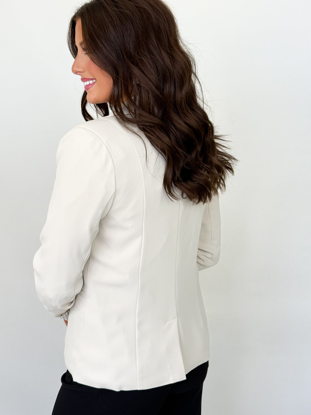 Rosalie - Striped Lined Blazer (Beige)