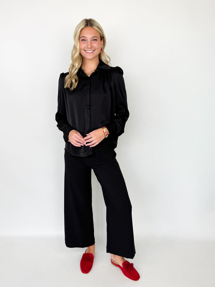 Margaux - Silk Button Down Blouse (Black)