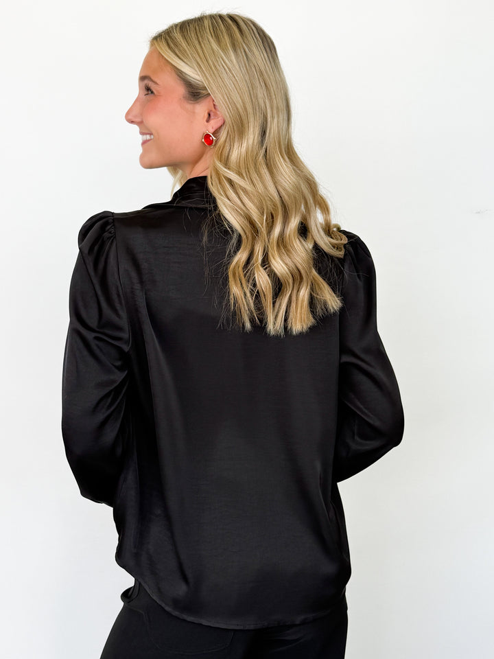 Margaux - Silk Button Down Blouse (Black)