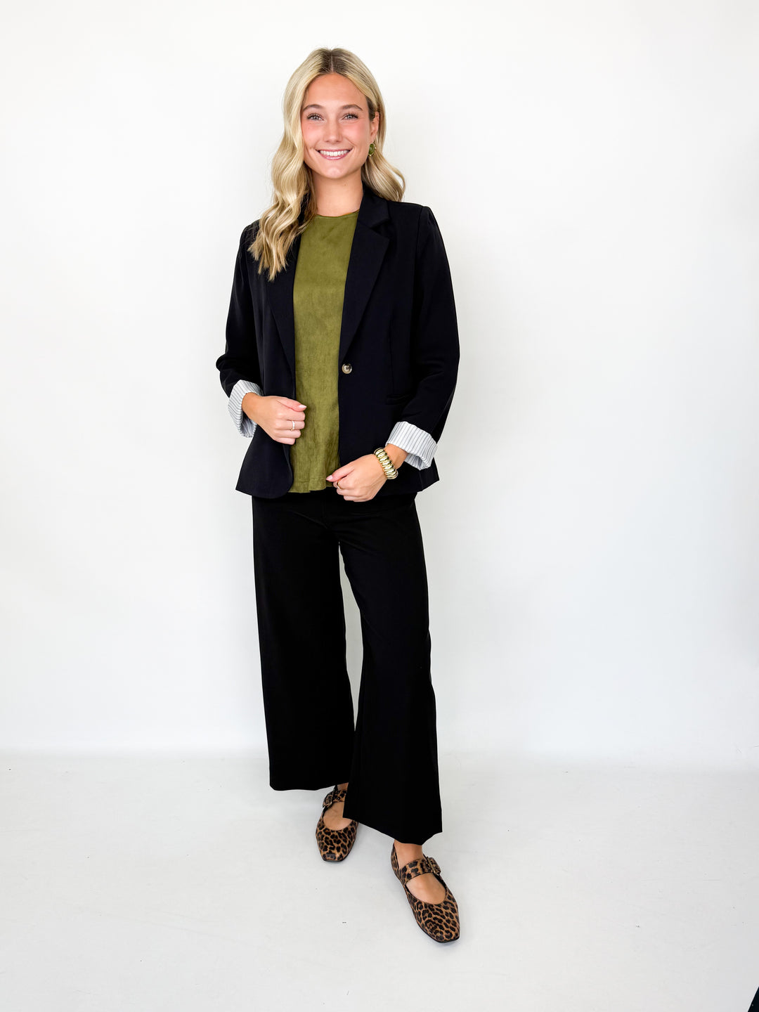 Rosalie - Striped Lined Blazer (Black)