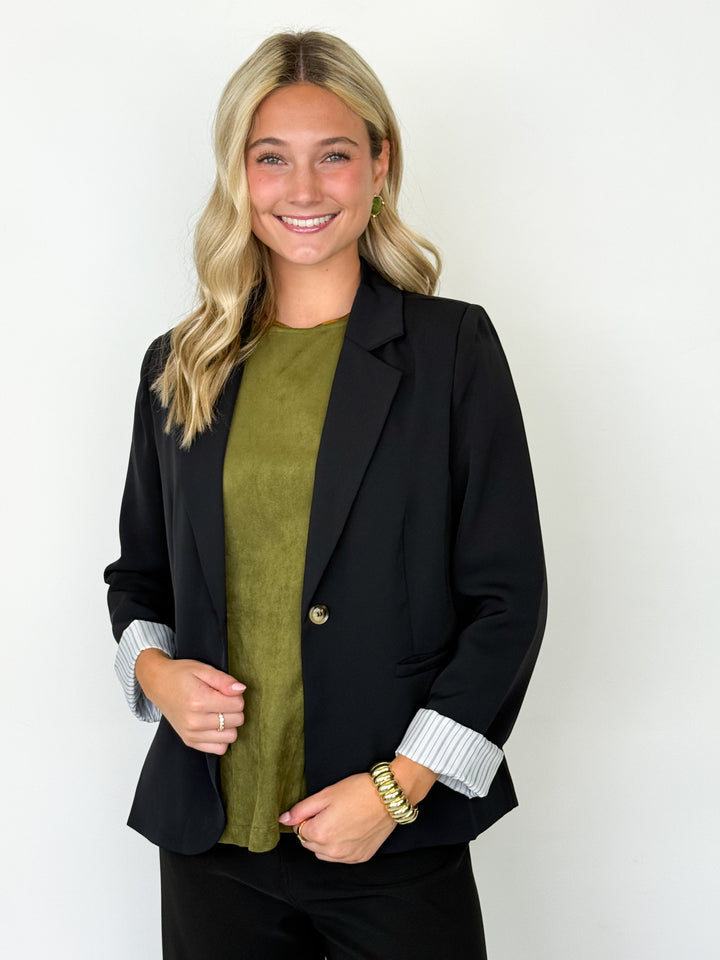 Rosalie - Striped Lined Blazer (Black)
