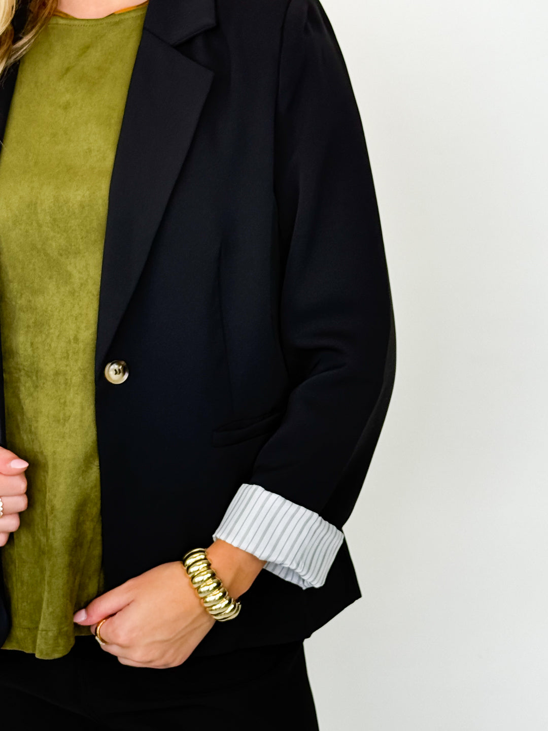 Rosalie - Striped Lined Blazer (Black)