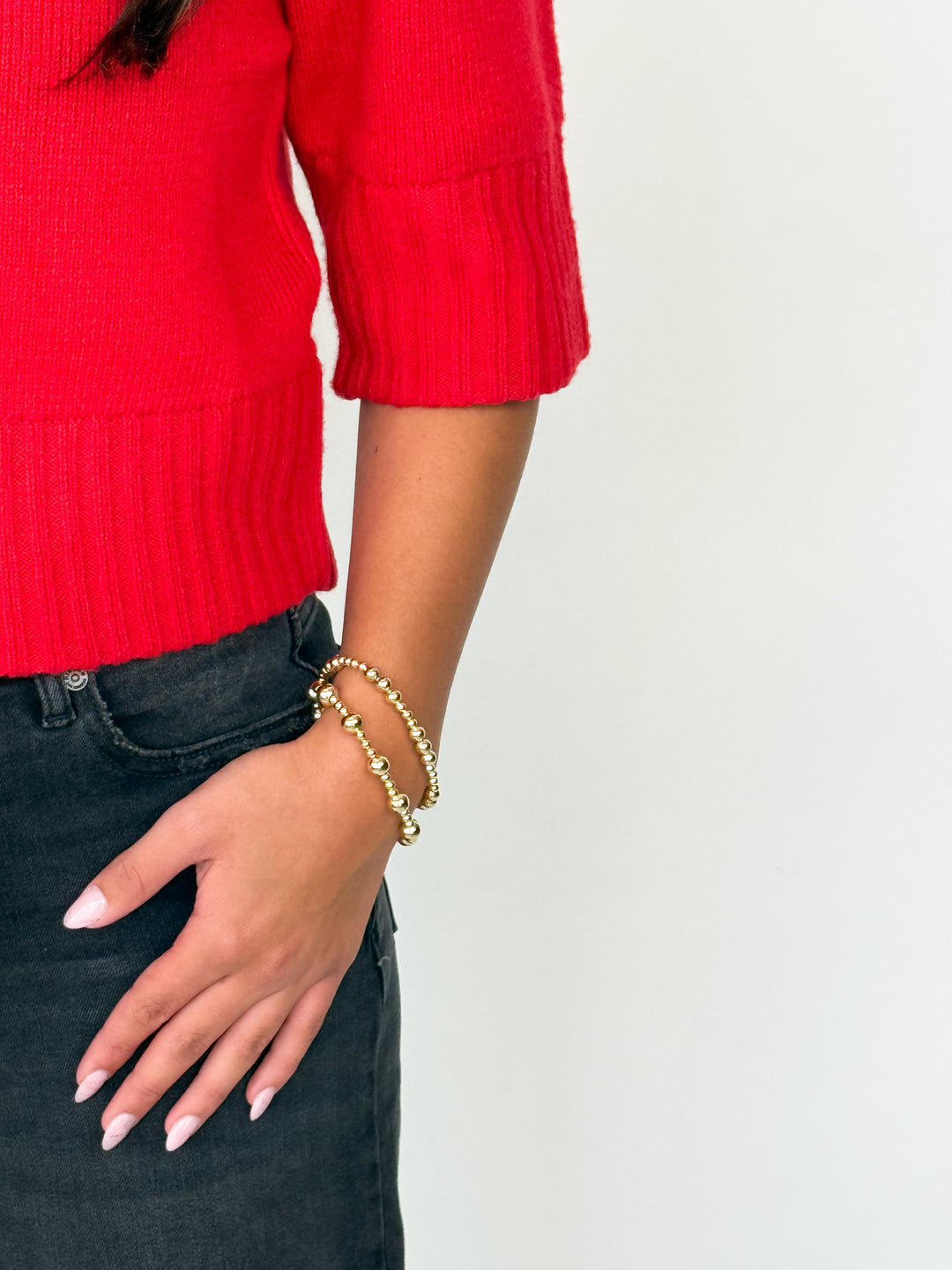 Cora - Puff Sleeve Sweater (Red)