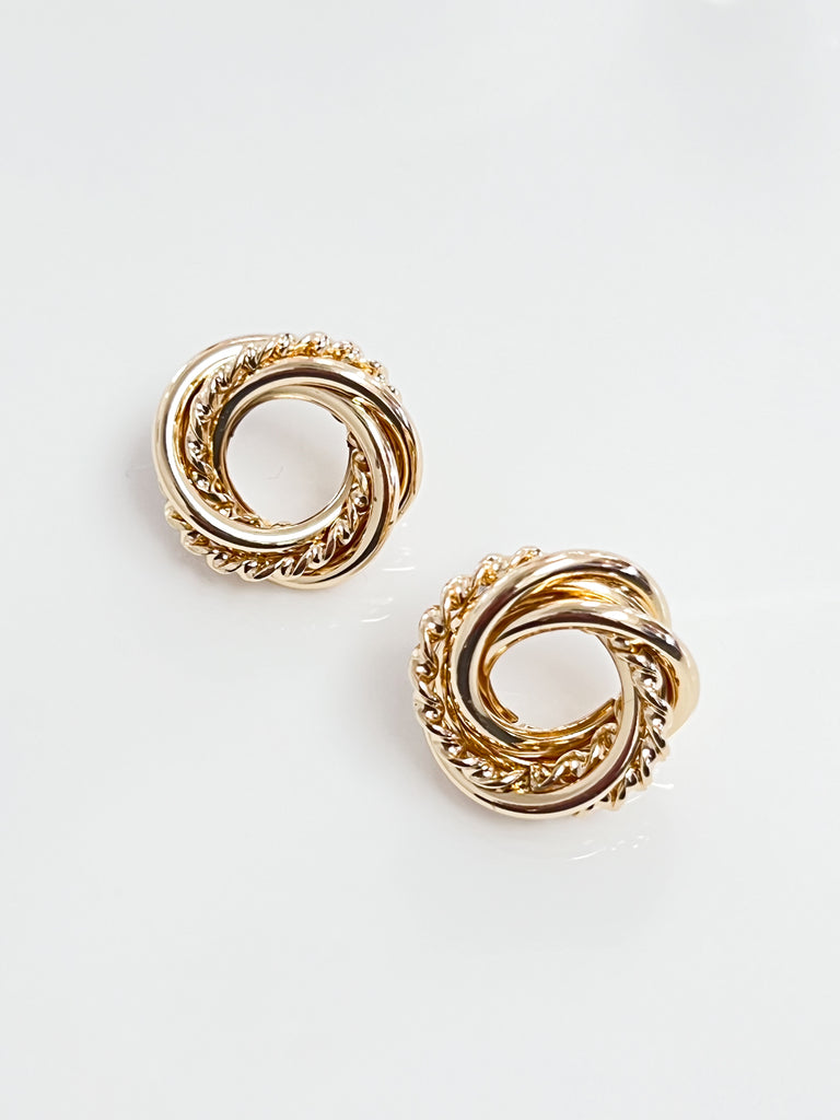 Hillary - Gold Knot Stud Earrings