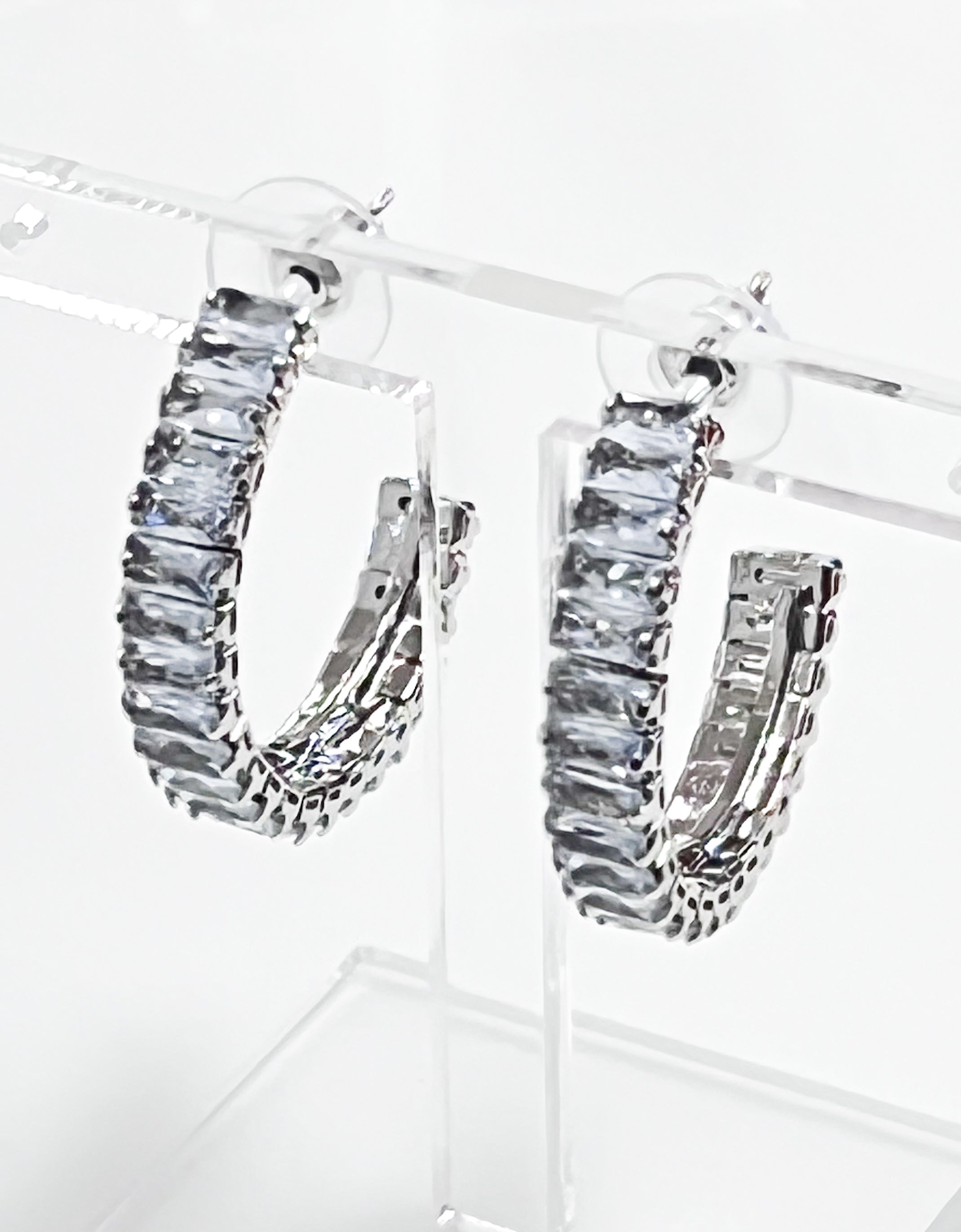 Karina - Silver Rhinestone Hoops