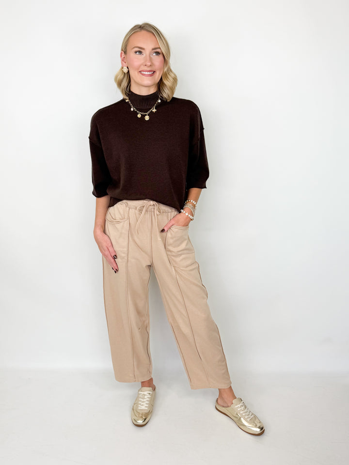 Zaria - Washed Barrel Sweatpants (Tan)