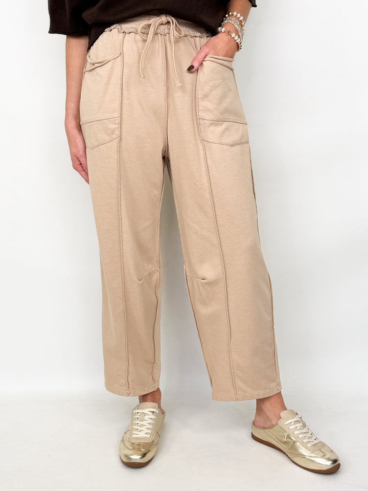 Zaria - Washed Barrel Sweatpants (Tan)
