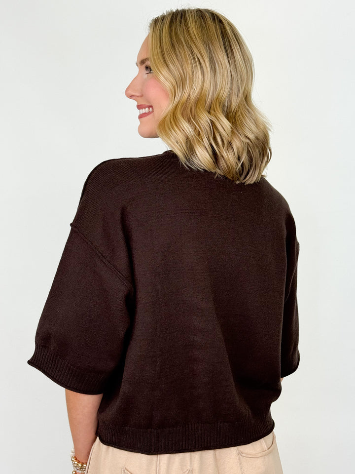 Mallory - Brown Short Sleeve Sweater