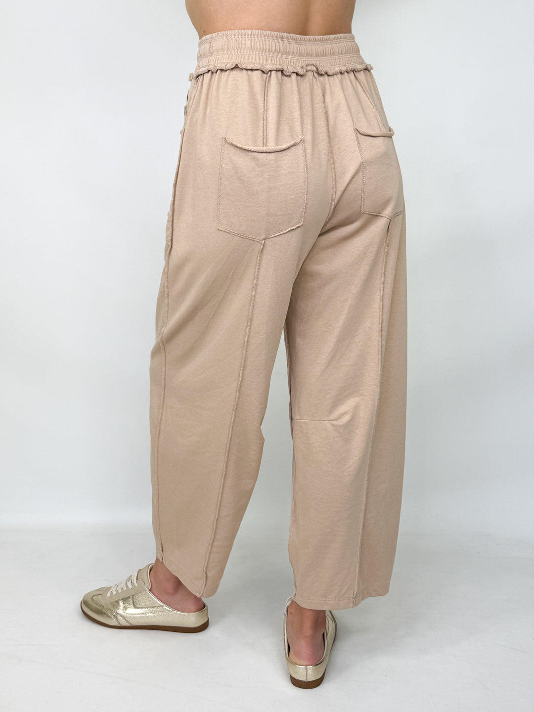 Zaria - Washed Barrel Sweatpants (Tan)