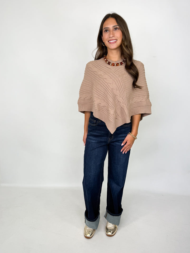 Brinley - Knit Pancho (Taupe)