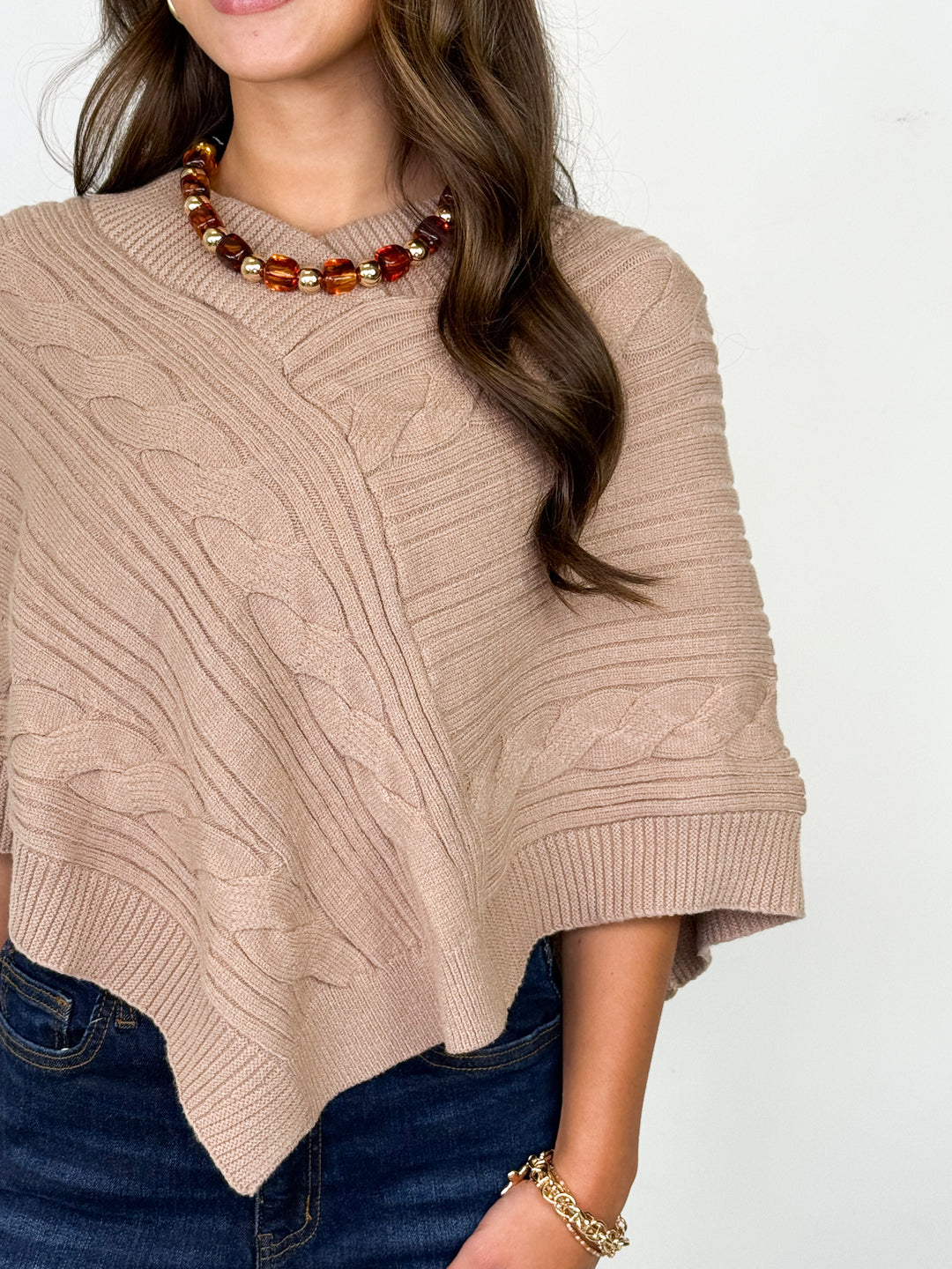 Brinley - Knit Pancho (Taupe)
